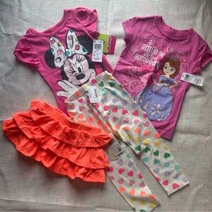 Mixed brands Clothing Lot Disney, Children’s Place Graphic Tees, Skort, Leggings